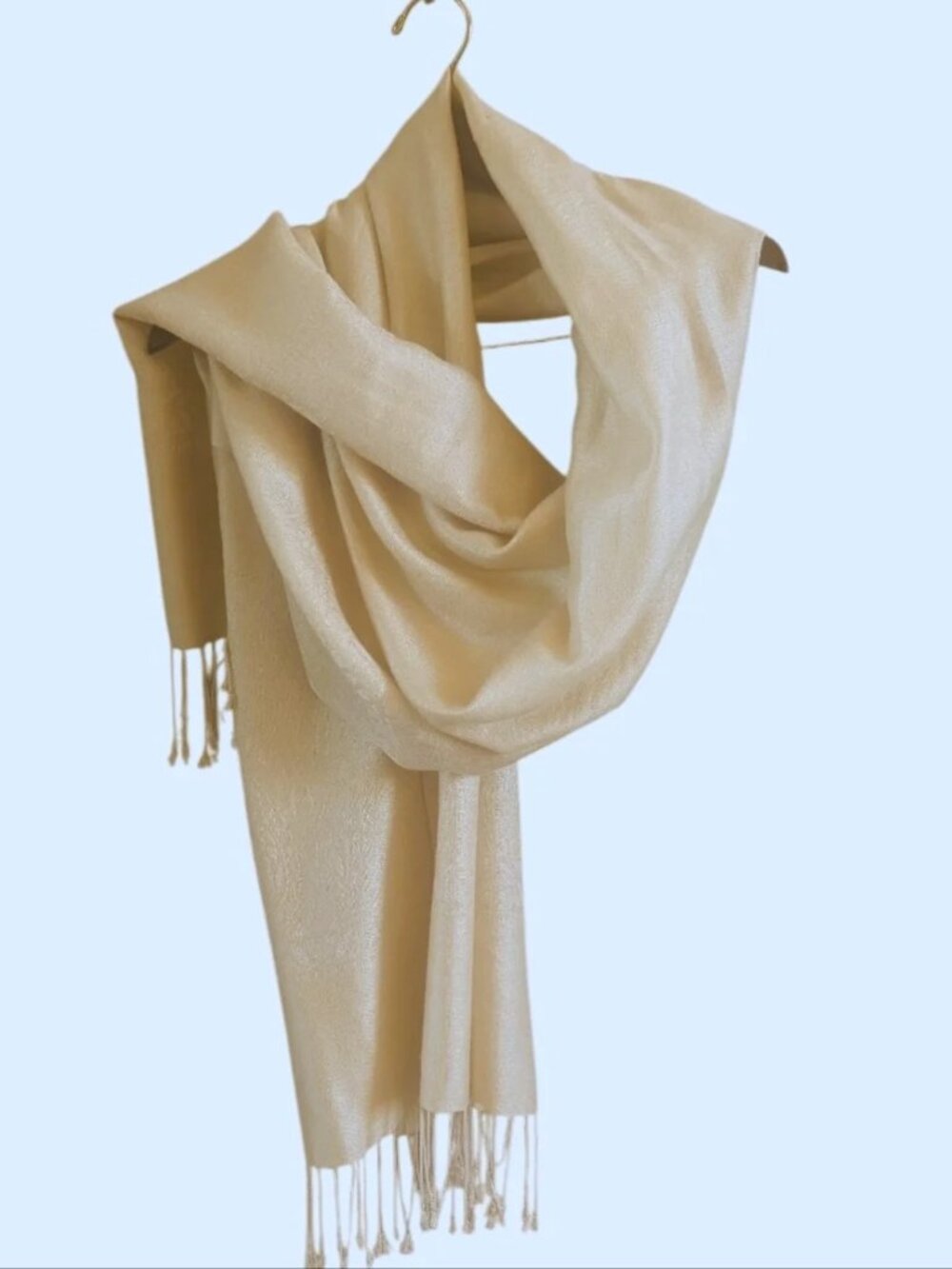 Pashmina Silk Blend Lightweight Champagne Butter Yellow Wrap Scarf